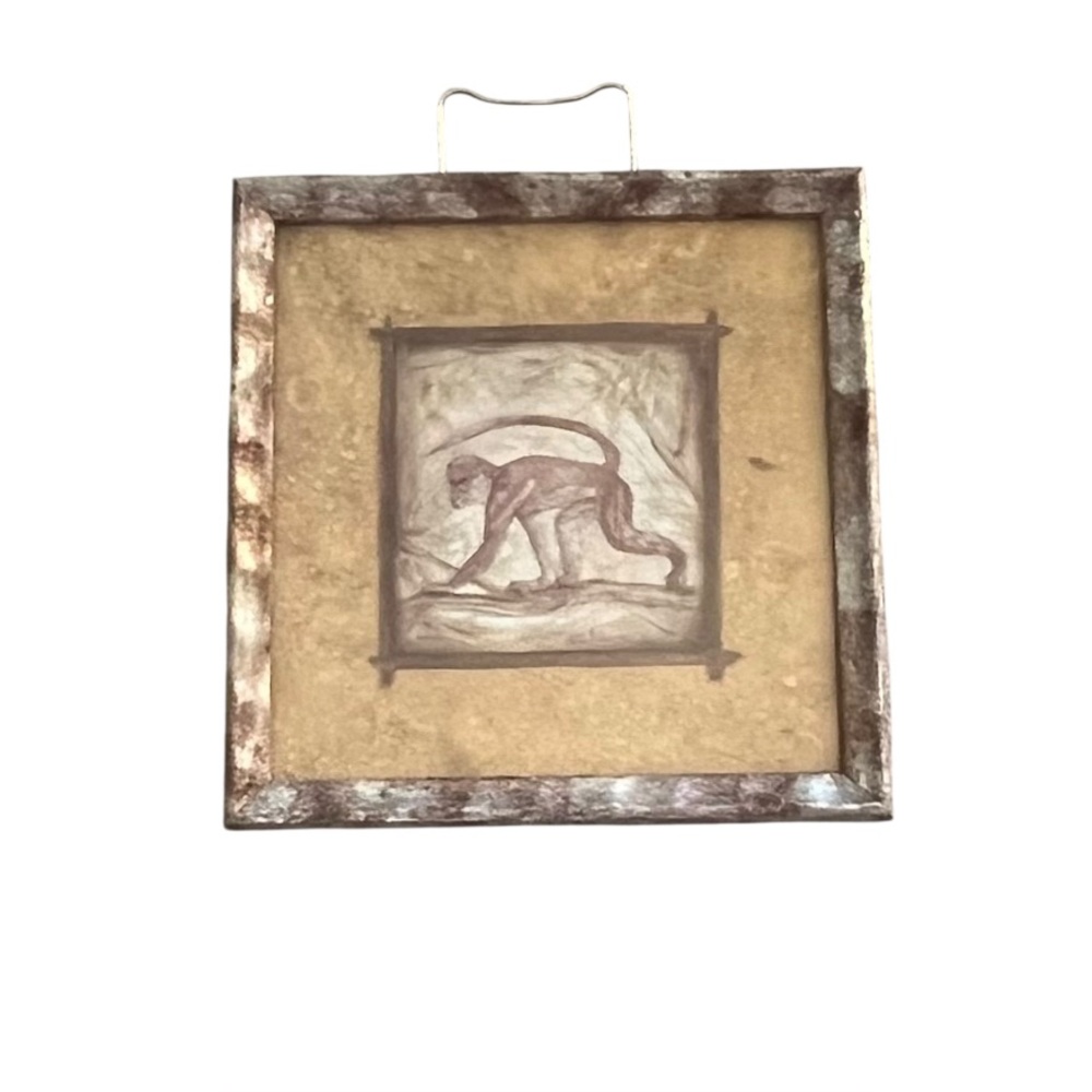 KATE MCROSTIE 10 X 10 Framed Art Print Monkey Bunch Singed Monkey